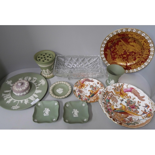 329 - A collection of Wedgwood Jasperware and Royal Crown Derby plates