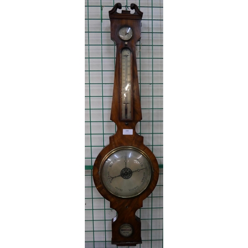 340 - A Victorian mahogany banjo barometer, signed Bothamly, Boston