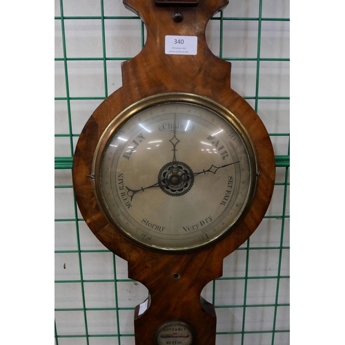 340 - A Victorian mahogany banjo barometer, signed Bothamly, Boston