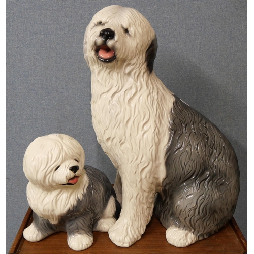 342 - An Italian porcelain fireside English sheepdog and puppy