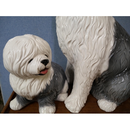 342 - An Italian porcelain fireside English sheepdog and puppy