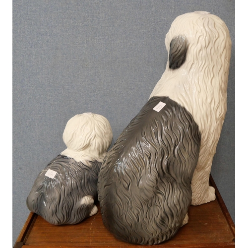 342 - An Italian porcelain fireside English sheepdog and puppy