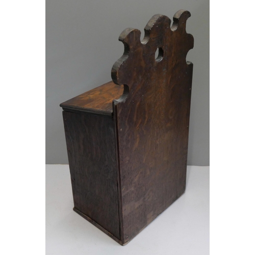 356 - A Victorian oak wall hanging candle box