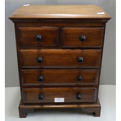 358 - A miniature Victorian style hardwood chest of drawers