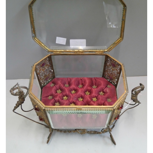 363 - A French gilt metal jewellery casket