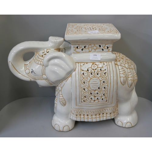 376 - An oriental pottery elephant garden seat