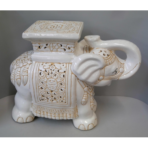 376 - An oriental pottery elephant garden seat