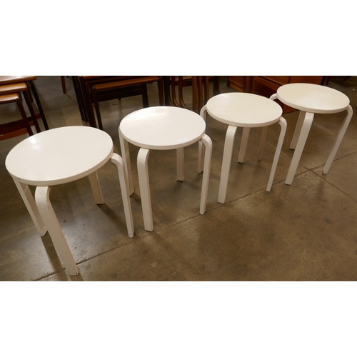 6 - A set of four painted beech and bent plywood stools