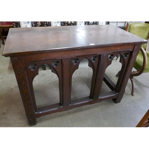 72 - A Victorian Gothic Revival pitch pine alter table