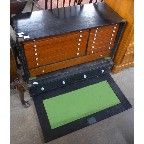 86 - An early 20th Century painted oak fitted engineers tool chest