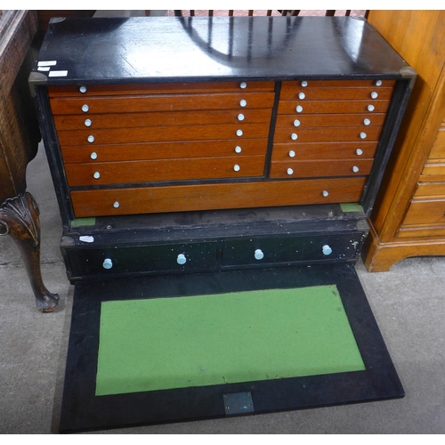 86 - An early 20th Century painted oak fitted engineers tool chest