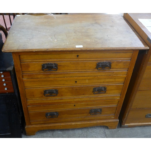 87 - A late Victorian satin birch chest of drawers of drawers