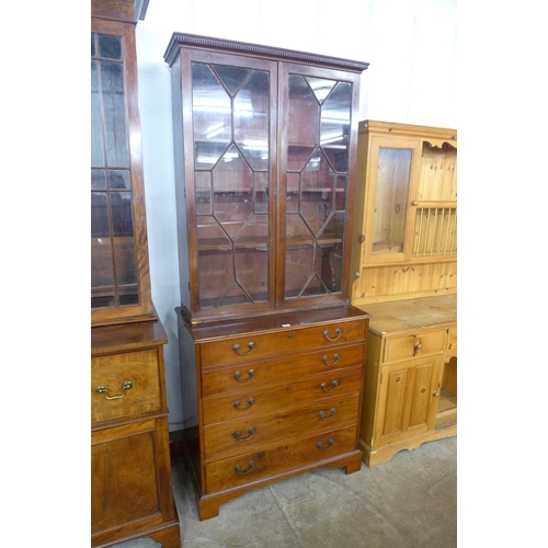 96 - A George III mahogany secretaire bookcase