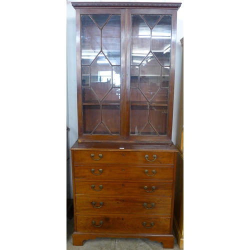 96 - A George III mahogany secretaire bookcase