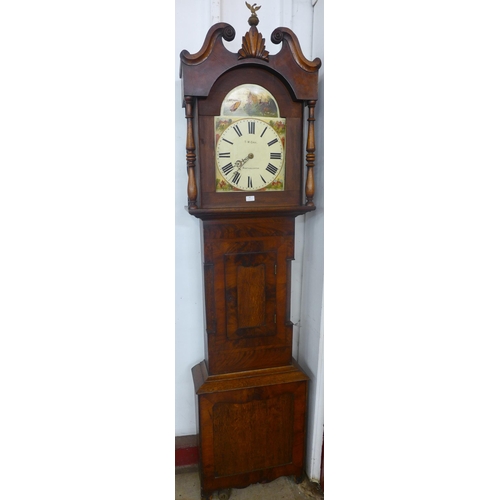 99 - A 19th Century oak and mahogany 30-hour longcase clock, the painted dial signed T.W. Cade, Northalle... 