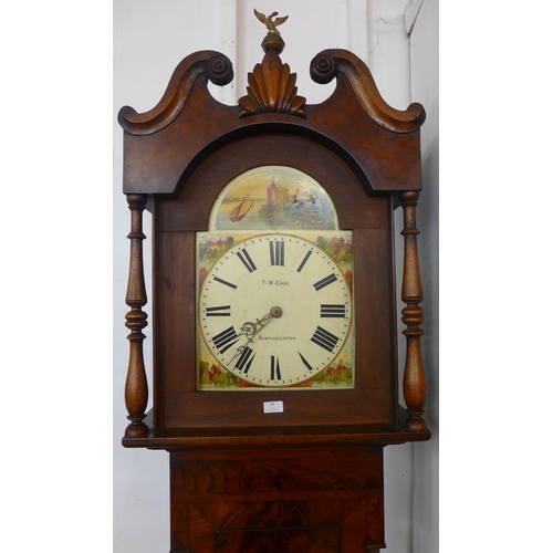 99 - A 19th Century oak and mahogany 30-hour longcase clock, the painted dial signed T.W. Cade, Northalle... 