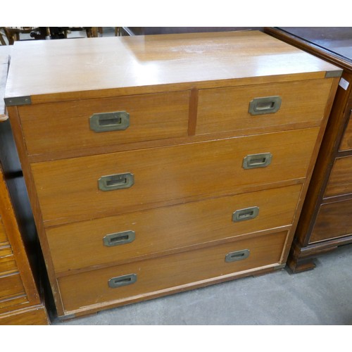 89A - A 19th Century style teak military campaign chest of drawers