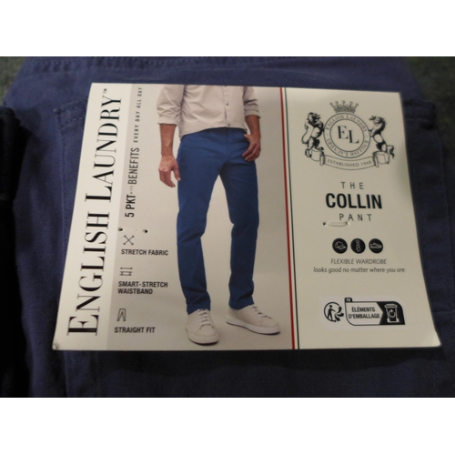 3031 - Quantity of Men's English Laundry Blue Stretch Trousers - mixed size * this lot is subject to VAT