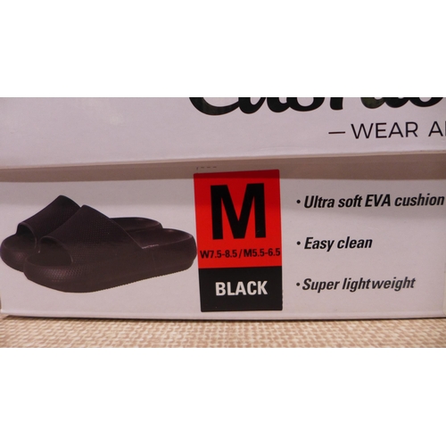 3123 - 32° Cool Black Cushion Sliders - size: M * this lot is subject to VAT