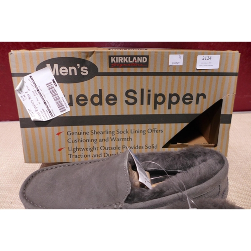 3124 - Men's Grey Shearling Slippers - UK size: 12 * this lot is subject to VAT