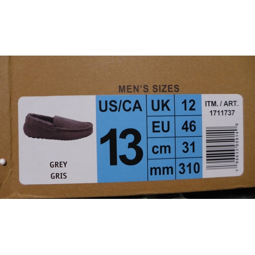 3124 - Men's Grey Shearling Slippers - UK size: 12 * this lot is subject to VAT