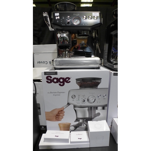 3303 - Sage Barista Express Impress Black Stainless Steel Bean To Cup Coffee Machine, Original RRP £539.99 ... 