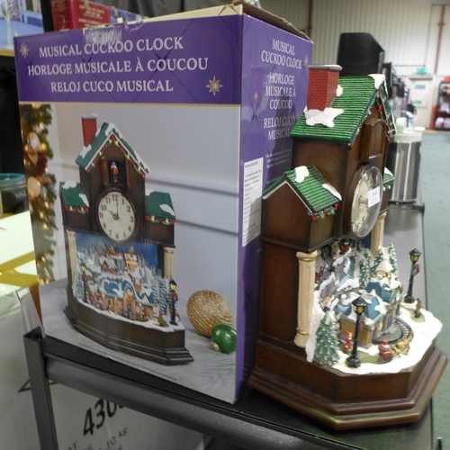 3344 - Festive Musical Cuckoo Clock  (314-268) *This lot is subject to vat