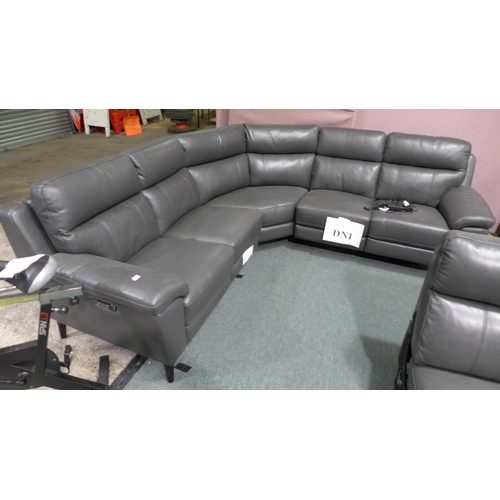 3349 - Grace Grey Leather power Recliner Corner Sofa With USB Ports, original RRP  £1499.99 + vat (314-346)... 