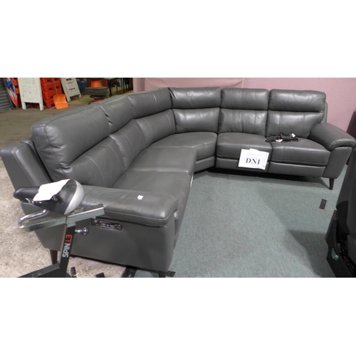 3349 - Grace Grey Leather power Recliner Corner Sofa With USB Ports, original RRP  £1499.99 + vat (314-346)... 