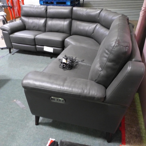 3349 - Grace Grey Leather power Recliner Corner Sofa With USB Ports, original RRP  £1499.99 + vat (314-346)... 