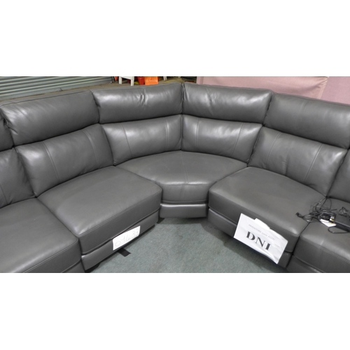 3349 - Grace Grey Leather power Recliner Corner Sofa With USB Ports, original RRP  £1499.99 + vat (314-346)... 