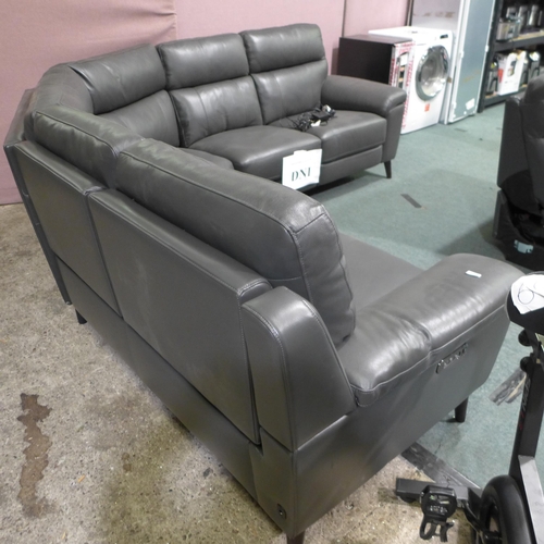 3349 - Grace Grey Leather power Recliner Corner Sofa With USB Ports, original RRP  £1499.99 + vat (314-346)... 