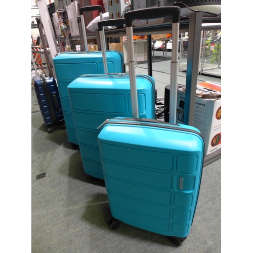 3357 - American Tourister 3Pc Summer Splash Teal Luggage Set - (  Large/Medium/Carry On)  , original RRP  £... 