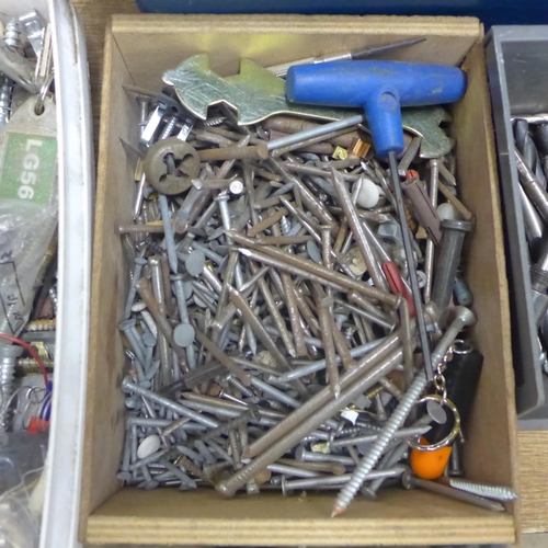 2011 - A job lot of various screws, drill bits, nails, etc.