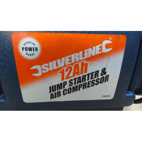 2036 - A Silverline 12Ah Jump starter and air compressor (234578)
