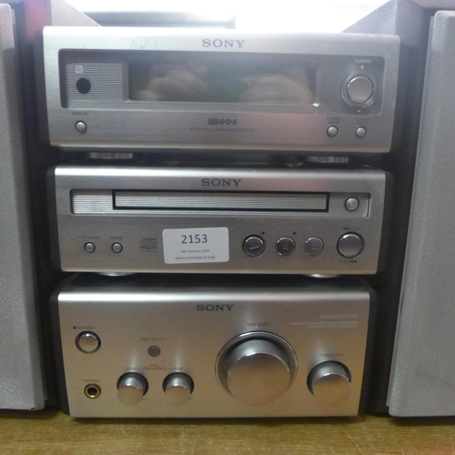 2153 - A quantity of Sony stereo equipment including: an advanced dynamic sound generator, a compact disk p... 