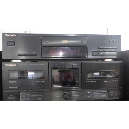 2154 - A quantity of Technics stereo equipment including: a compact disk player (SL-PJ28A), a double casset... 