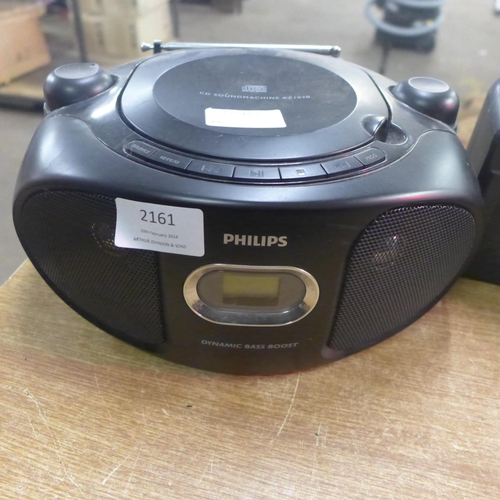 2161 - A quantity of assorted radios including a Philips (AZ102B) DC sound machine, a Roberts Elise DAB rad... 