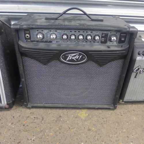 2163 - 3 Amplifiers - a Peavey vypyr, a Peavey audition 110 and a femder frontman 15G.