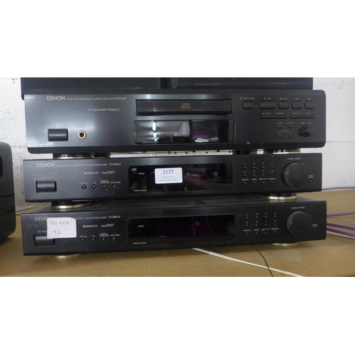 2177 - A quantity of stereo equioment including- A Denon cd player (DCD-485), two stereo tuners (TU-260l- M... 