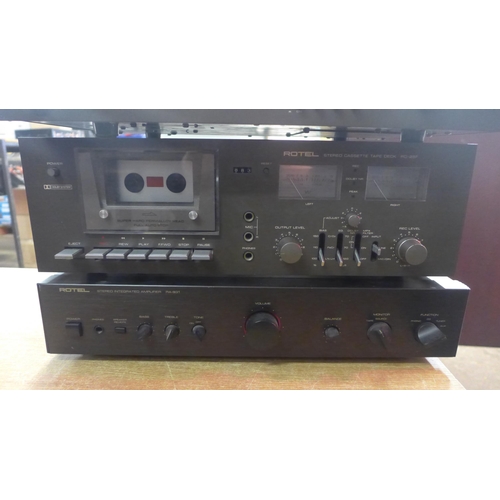 2180 - Three Rotel seperates- A stereo cassette tape deck (RD-25F), a stereo tuner(RT-1000L) and a integrat... 