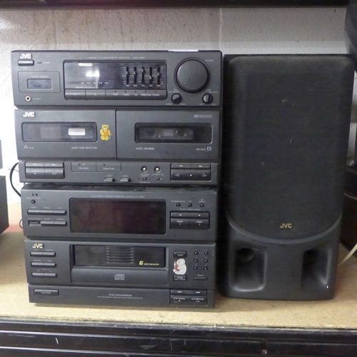 2184 - A quantity of JVC stereo equipment including a compact component system (MX-55M), A Compact disk aut... 