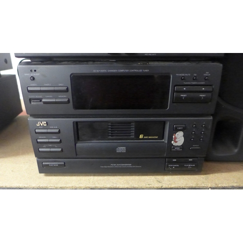 2184 - A quantity of JVC stereo equipment including a compact component system (MX-55M), A Compact disk aut... 