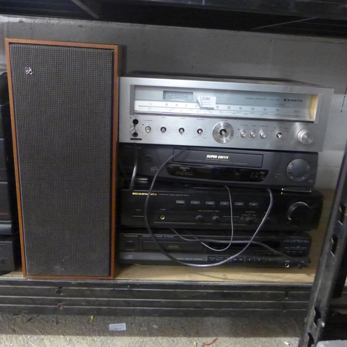 2186 - An Assorted lot of stereo equipment including- A Marantz integrated amp (PM-47), a technics compact ... 