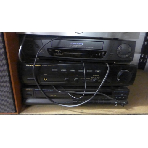 2186 - An Assorted lot of stereo equipment including- A Marantz integrated amp (PM-47), a technics compact ... 