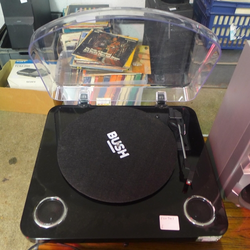 2189 - A Bush CTTS turntable record player with integrated speakers