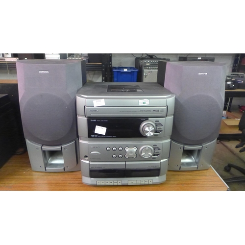 2193 - An Aiwa (CD-2A20K) CD stereo cassette receiver and a pair of Aiwa (SX-ZA20) stereo speakers