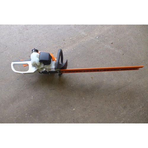 2217 - A Stihl hedge trimmer (HS45) with blade cleaner, fuel and lubricant