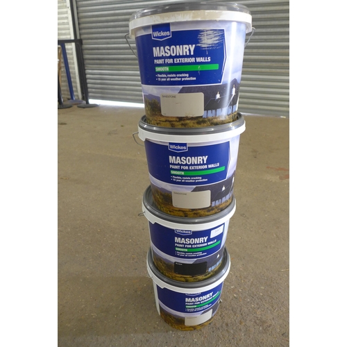 2267 - 4 x 5 ltr tubs of Wickes smooth finish exterior masonry paint (sandstone)