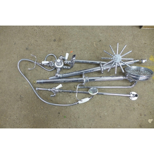 2283 - A box of assorted chrome shower and bath components including a Lefroy Brooks Godolphin exposed ther... 